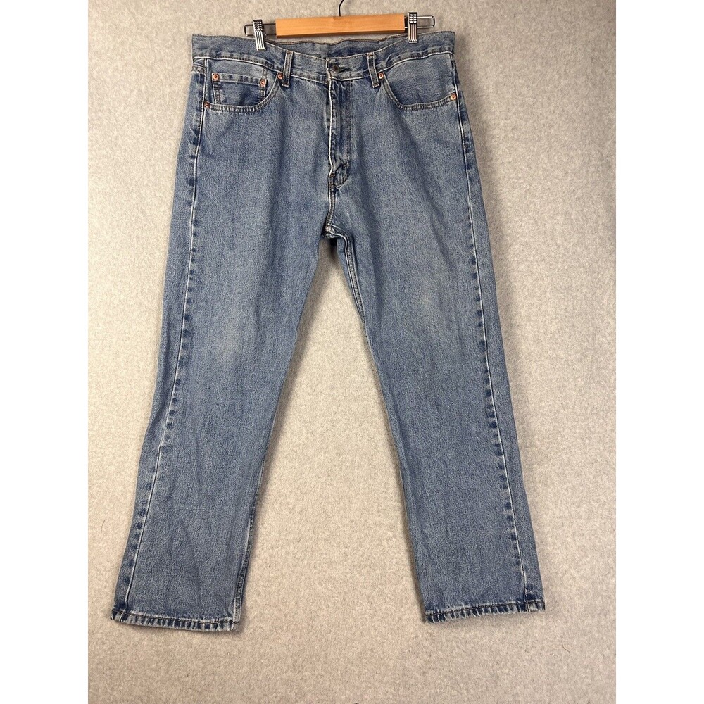 Levis 505 Jeans Mens 38/30 Regular Fit Straight Leg Denim Blue Red Tab